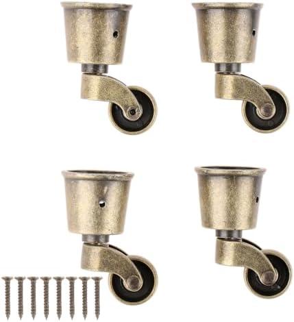 dophee 4Pcs Vintage Bronze Swivel Round Cup Caster, Universal Metal Pulley Wheel Swivel Wheel Caster for Chair Table Sofa Cabinet Furniture Hardware