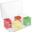 Clear Tea Bag Organizer,Stackable Tea Bag Storage Organizer with Lid,Dresser Organizers Drawer Organzier with Removable Dividers,Multi-Functional Kitchen Organizer,Home organizer