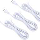 PATIKIL 15 Feet Lamp Cord, SPT-2 18AWG UL Listed Power Wire 3 Pack White Lamp Cords Replacement with Polarized Plug for Lamp Repair Parts