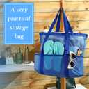 Hillban Large Beach Mesh Bags Bulk for Women Beach Tote Bag with 8 Pocket Zipper Waterproof Sandproof for Pool Cruise Ship