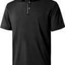 NIASHOT Mens Polo Shirt Short Sleeve Golf Sports Casual Tee (Small, 1-black)
