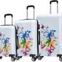 InUSA Fusion Print Luggage with Spinner Wheels | Durable Lightweight Hardside Suitcase | Travel Bag with Handle and Trolley | (20in, 24in, 28in) 3 Piece Set
