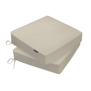 PatioGlow Outdoor Chair Cushions 19 x 19 x 3 Inch, Waterproof & Fade Resistant Patio Seat Cushion for Furniture with Handle and Ties, Thick Seating Pads for Outside Sofa Couch Set of 2, Cream