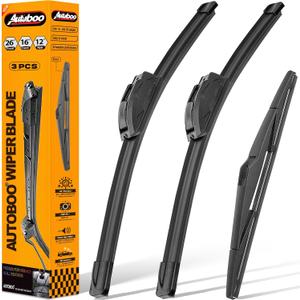 AUTOBOO 26"+16" Windshield Wipers with 12" Rear Wiper Blade Replacement for Hyundai Tucson 2010-2015 -Original Factory Quality (Pack of 3)