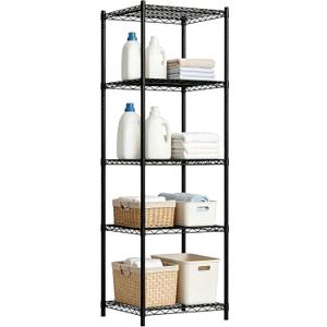 Wire Storage Standing Shelf Rack Tower, Corner Metal Shelving Unit with Adjustable Shelves, Space-Saving Organizer for Garage, Kitchen, Bathroom, 18 * 18 Inch