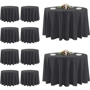 10 Pack Black Round Tablecloths, 120 Inch Stain Resistant and Wrinkle Polyester Fabric Washable Table Clothes Cover for Kitchen Dining, Wedding, Reception Banquet, Birthday Party, Buffet Restaurant