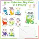 3 x DPKOW 36 Pack Valentines Day Cards for Kids School Classroom Exchange (12x8cm), Animal Valentines Gifts Cards Dinosaur Llama Frog Sloth Raccoon Fish Owl Shark Dog Postcards with Envelopes