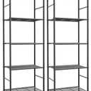 Sakugi Storage Shelves - Set of 2, 5-Tier Metal Shelf Organizer, Space-Saving Garage Shelving with Leveling Feet, Standing Shelves Organizer for Kitchen, Laundry, Pantry (18.4" x 12.6" x 57.4", Black)