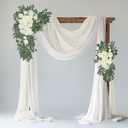 Xiomot Wedding Arch Flowers and Drape Kit (Pack of 4), 2pcs Hanging Flower Arrangement White & Ivory Draping Fabric Arch Decorations for Wedding Ceremony Reception