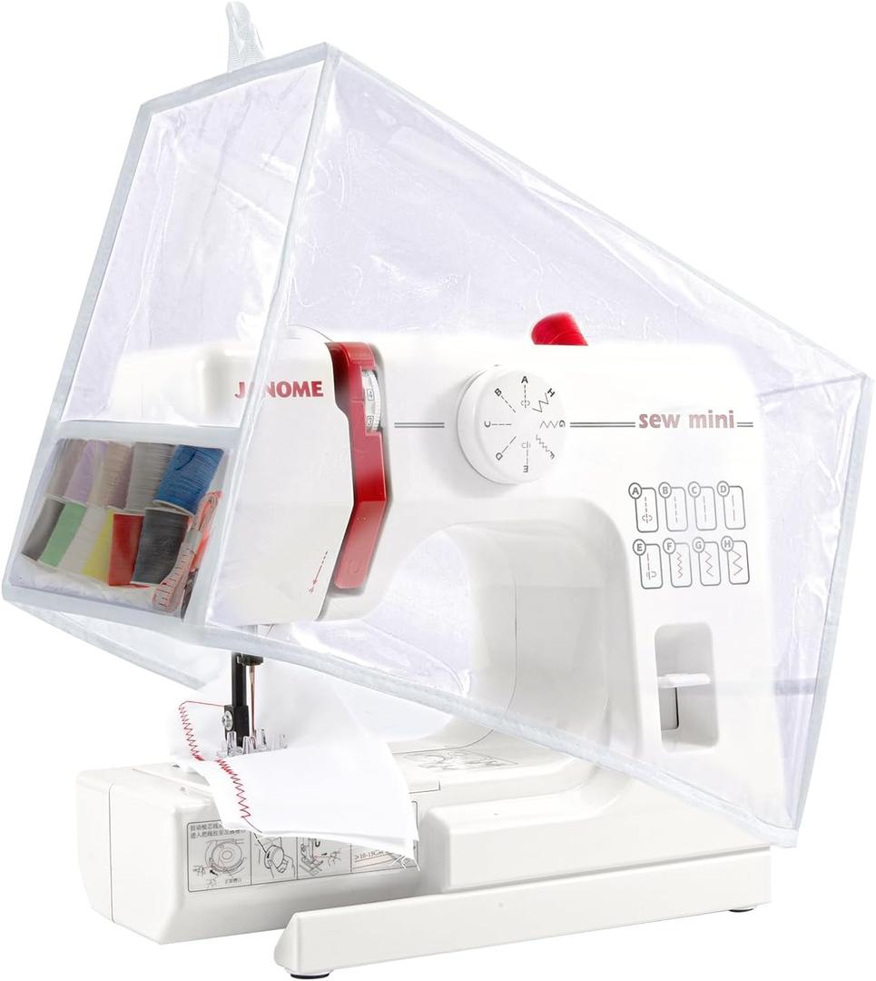 Sewing Machine Cover with Storage Pockets,Protective Quilted Sewing Machine Dust Cover Compatible with Most Standard Singer&Brother Sewing Machines (Clear)