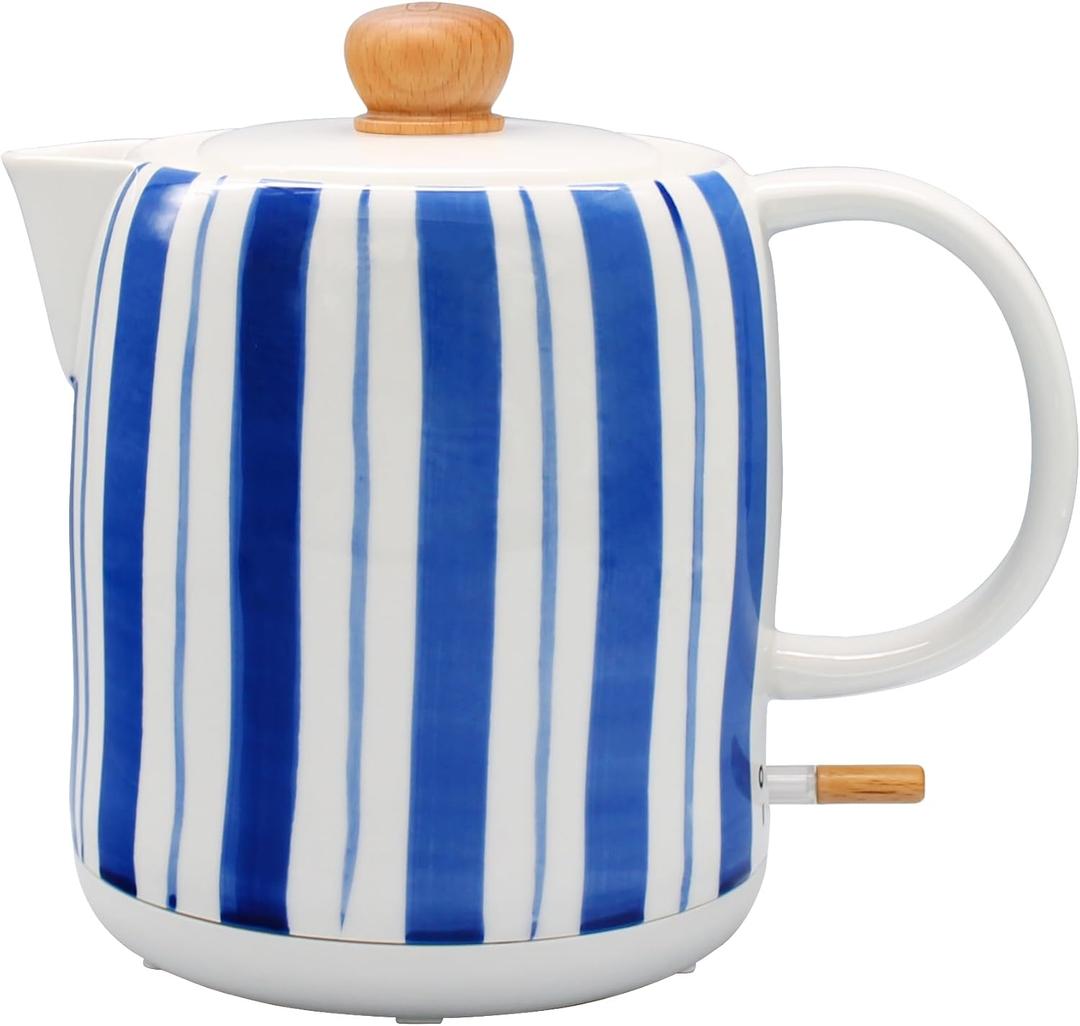 LONGSEED 1.0-Liter Ceramic Electric Kettle, 1000W Rapid Boil, Tea Kettles Pot & Hot Water Boiler For Coffee & Tea, Teapot Auto Shut-Off, Boil-Dry Protection(A24)