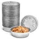 Round Foil Cake Pans  50 Pack 6-Inch Reusable Aluminum Baking Pans | Stackable, Durable & Grease-Resistant | Great for Tarts, Baking, Cheesecakes, Catering, Meal Prep, Takeout, Freezer & Storage Use