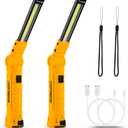 Tool Gifts for Men,Rechargeable LED Work Lights 2-Pack, Magnetic Base, Christmas Gifts for Him, Dad, Handyman - 5 Lighting Modes for Car Repair, Grill, Outdoor Use (Yellow)
