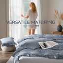 JELLYMONI Washed Cotton Duvet Cover Queen Size Breathable & Cozy Bedding Set for Modern Homes, Dorms & Guest Rooms, Blue Striped Comforter Cover with Button Closure, 1 Duvet Cover & 2 Pillowcases