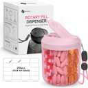 Pill Dispenser with 7 Large Compartments, Pill Bottle Organizer for Travel, Supplement Organizer with Anti-Mixing Design, BPA-Free Pill Container with 20 Pcs Labels, Pink