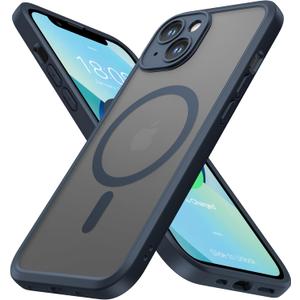 ImpactStrong Magnetic Guard Designed for iPhone 14 Case [Camera Protection] [Military Grade Drop Tested] [Compatible with MagSafe] Slim Translucent Matte Phone Case (6.1") - Navy Blue