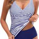 Yonique Tankini Swimsuits for Women Tummy Control Bathing Suits Two Piece Tankini Tops with Bikini Bottoms Twist Swimwear (XL)