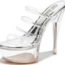 Women's Clear Strappy Stiletto Heels - Nude Platform Sandals with Ankle Strap | Pleaser (Kim) (6)