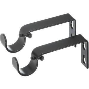 Ivilon Fixed Brackets for Curtain Rods - for 7/8 or 1 Inch Rods. Set of 2 - Black