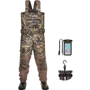 TIDEWE Breathable Chest Wader, 1600G Insulation Waterproof Hunting Wader with Steel Shank Boots & 200G Insulated Liner (13, Next Camo Evos)