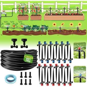 118FT Drip Irrigation System, 2025 Upgraded Quick Connector Irrigation System for Garden, Adjustable Nozzles, Garden Watering System with 1/4" Tubing, Sprinklers for Garden, Greenhouse, Lawn
