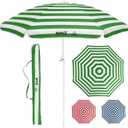 BANZ Cabana Beach Umbrella UPF 50 - UV Protection Foil-Lined Portable Outdoor Umbrella for Sand with Screw-in Base & Tilt Pole - Lightweight Beach Shade & Patio Umbrella with Bag, 66 inches x 78 inches