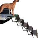 Upgraded Dog Stairs, Metal Frame Foldable Large Dog Step, Lightweight Portable Pet Ladder Ramp for Cars, SUVs and High Bed, 5 Steps