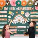 Fuutreo 63 Pcs Affirmation Station Bulletin Board Set Motivational Posters Paper Fans Positive Accents Cutouts Classroom Decor for School Office Home Teacher Wall Supply (Boho)