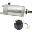 Starter Motor & Solenoid Relay for Yamaha Timberwolf 250 1992-2000, Tri-Moto 200 YTM200E 1983-1985, Tri-Moto 225 YTM225D 1983-1986, Moto-4 200 YFM200 1985-1989 29U-81800-61-00 4XE-81890-00-00
