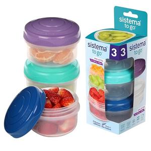 Sistema To Go Collection Mini Bites Small Food Storage Containers, 4.3 oz./127 mL, Pink/Green/Blue, 3 Count