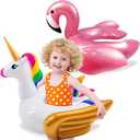 2 Pack Pool Floats for Kids-Unicorn & Flamingo Swim Floats Tubes Kids Pool Floaties, Inflatable Swimming Split Ring Ride On for Age 3-8 Years Girls Boys Summer Party Beach Pool Essentials Water Toys