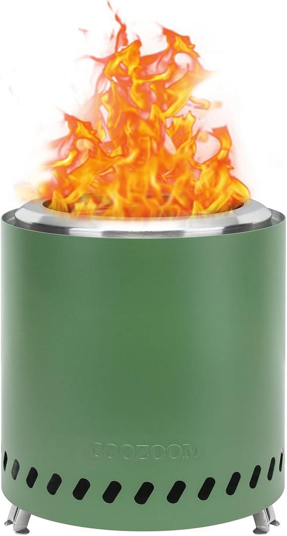 Portable Table Top Fire Pit with Stand, 8.6" Stainless Steel Mini Outdoor Low Smoke Burning Tabletop Firepit Fueled by Pellets or Wood, for Outside Camping Green