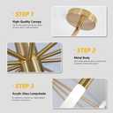 KCO Mid Century Modern 20-Light Large Brass Gold Sputnik Ceiling Chandelier, 39.4" x 8.7"