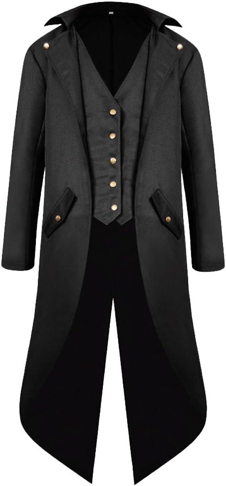H&ZY Men's Steampunk Vintage Tailcoat Jacket Gothic Victorian Frock Coat Uniform Halloween Costume (M)
