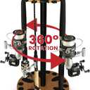 Rush Creek Creations Fishing Rod Holder - 360 Spinning Rack for Garage Organization and Storage, Pole Holder for Reels, Gear, Accessories, Tackle Box (Light Grain) 24 Spinning