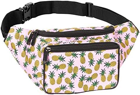 Fanny Pack Belt bag - Crossbody Waist Bag for Men or Women - Hands-Free, Waterproof Large Bumbag for Hiking, Running, and Travel (Pineapple)