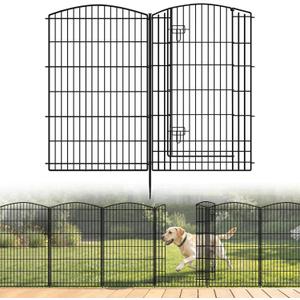 INJOPEXI Decorative Garden Fence 6 Panels 13ft (L)42in (H) Animal Barrier Fences with 5 Panels + 1 Gate, No Dig Garden Fencing Rustproof Metal Wire Temporary Rabbit Dog Fence for Patio Outdoor Yard