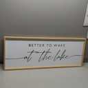 YWMZYKJGS Better To Wake At The Lake Above Bed Wall Decor Art 40"×15" for Lake House Bedroom Over Bed Sign Large Wood Framed Wall Hanging (Wood)