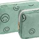 Makeup Bag Purse Cosmetics Bags Corduroy Cute Cosmetic Pouch Handbags Purses Makeup Organizer Storage for Women (2 Pack Green)