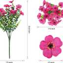 24 Bundles Artificial Flowers for Outdoor Indoor Garden Home Decoration, Look Real for Front Door Porch Patio Yard Balcony, Faux Flower Daisy with Eucalyptus Leaves Fake Plants, 4 Colors
