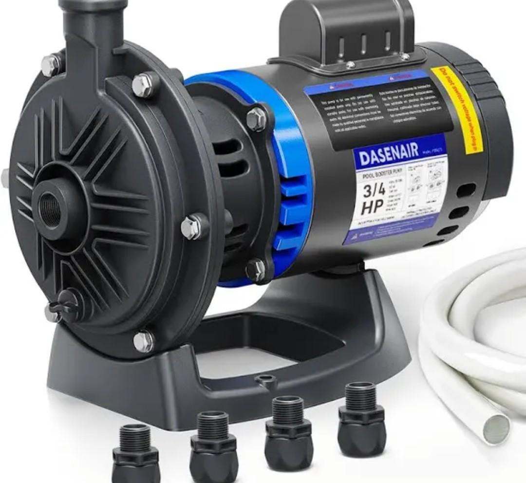 DASENAIR Booster Pump,3/4 HP Pure Copper Motor with Dual Voltage(115V or 230V),IPX4 Waterproof Compatible for Pressure Side Pool Cleaners Vac-Sweep 280,380,3900
