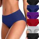 Women's Underwear High Waisted Cotton Briefs Breathable Full Coverage Panties Multipack Regular and Plus Size XL