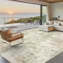 10x14 Area Rugs for Living Room, Non Slip Machine Washable Vintage Carpets, Low Pile Lightweight Large Rug for Bedroom, Dining Room, Home Office Beige Gray