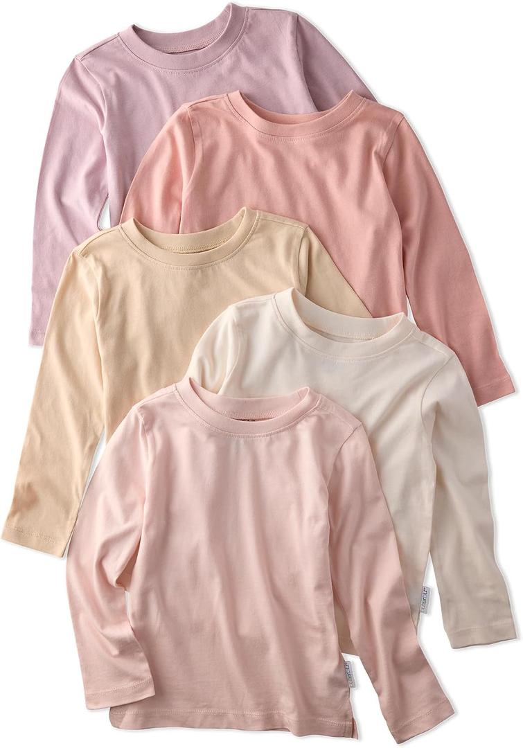 Butterblu London 5-Pack Toddler Long Sleeve T-Shirts 100% Organic Cotton for Toddler Boys and Girls