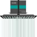 Square Rain Shower Head, High Flow Stainless Steel,Work with any decorative styleAll Metal Rainfall Shower Head (Matte Black, 16)