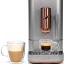 Caf Affetto Automatic Espresso Machine + Milk Frother | Built-In & Adjustable Espresso Bean Grinder | One-Touch Brew in 90 Seconds | Steel Silver, 1.2 Liter, (C7CEBBS2RS3)