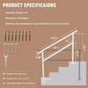 Hand Rails for Outdoor Steps,3-4 Step Railing for Stairs,Adjustable Porch Railing,Hand Rails for Seniors,Outdoor Deck Handrails for Exterior Steps,White