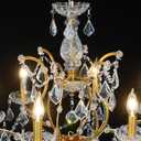 Vintage Gold Crystal Chandelier 6-Light Candle Style Pendant Light
K9 Crystal, Polished Golden Metal Frame, Pre-installation Chandelier Arms, Adjustable Chain, For Dining Room Entryway Bedroom
