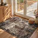 Entryway Rug 3x5 Brown Bedroom Area Rug Washable Non Slip Abstract Coffee Boho Rugs for Indoor Entry, Kitchen, Classroom, Bathroom, Kids Girls Room, Office, College Dorm Small Carpet