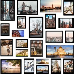 Magnetic Photo Picture Frame, Photo Collage for Refrigerator, Holds 4X6 inches, 3.5X5 inches, 3X4.5 inches, 2.5X3.5 inches, and a Free Combination Dimensions, 15 Pack, Black